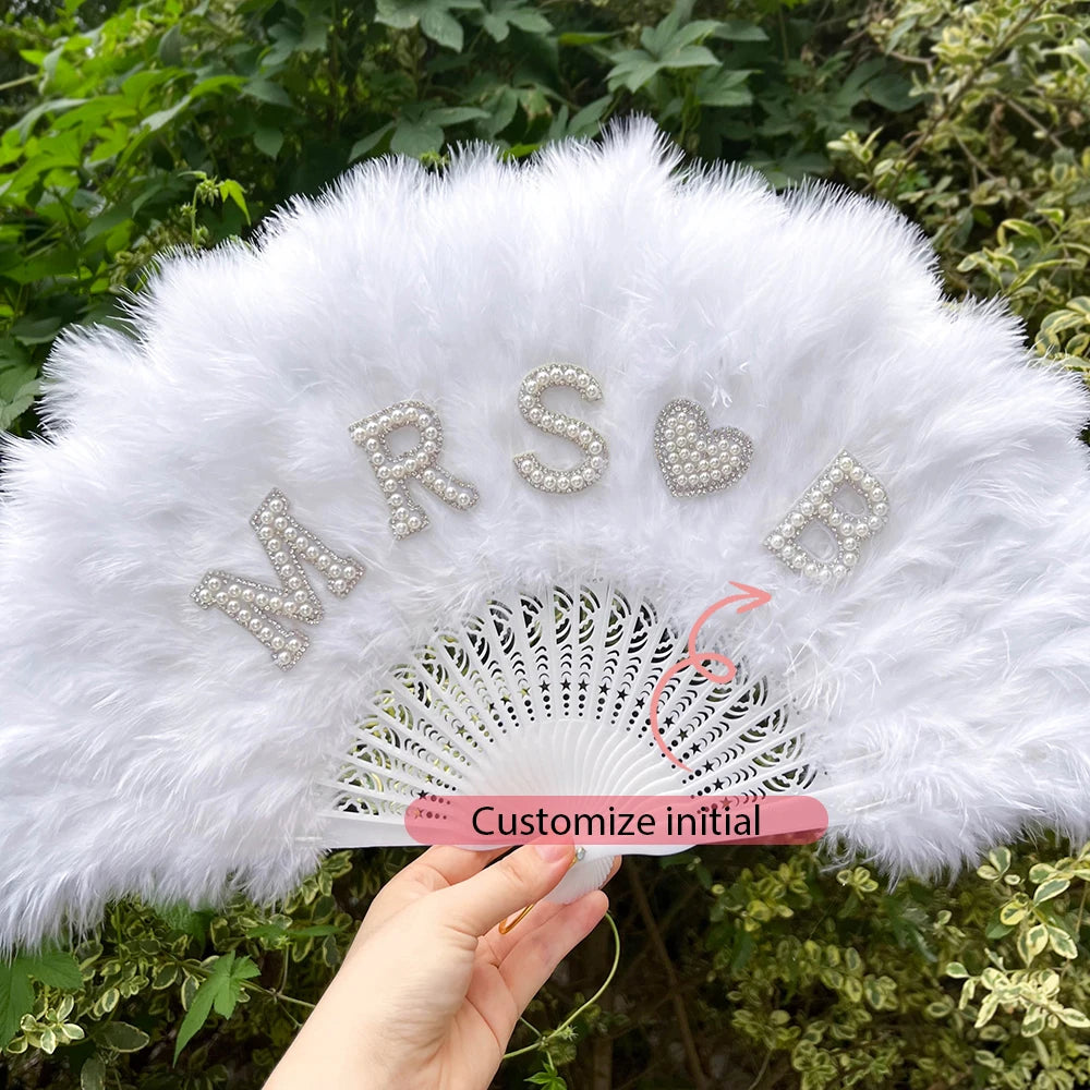 Personalize Initials Wedding Hand Fan Perfect for Bachelorette hen Party