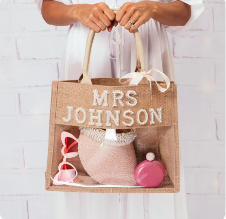 Personalized Mrs Custom Wife to be Transparent Tote Bag Custom Bride Wedding Anniversary Gift