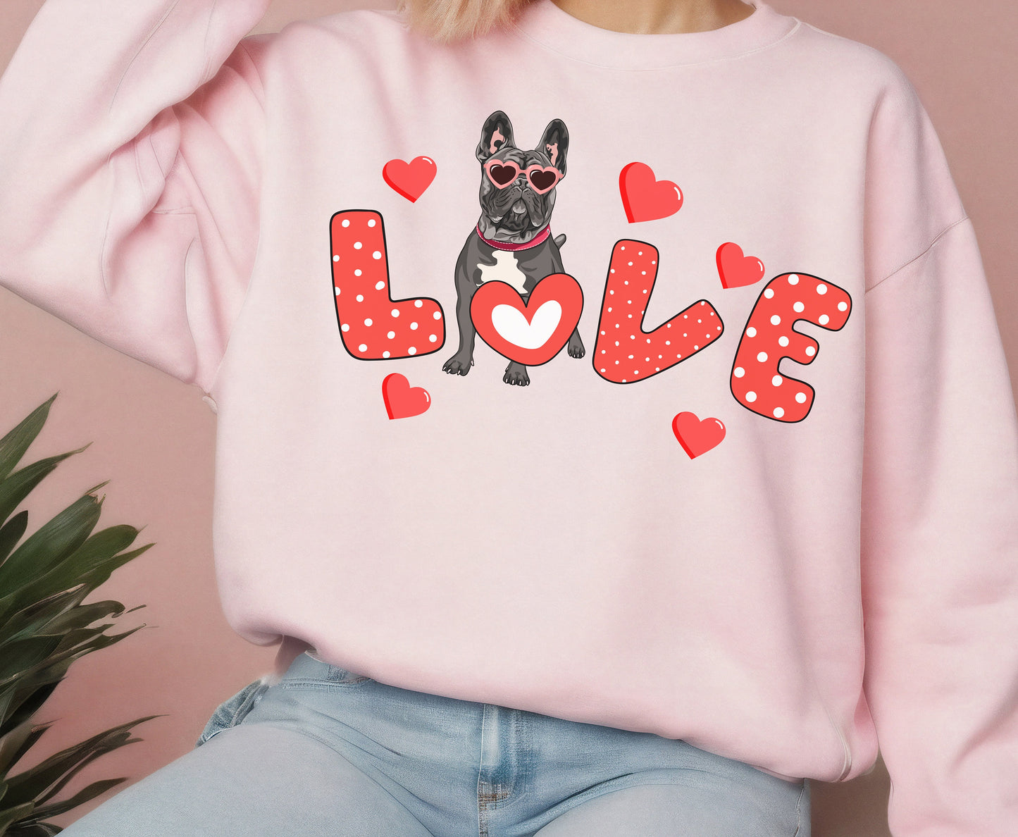 Französische Bulldogge Urlaub Shirt für Hund Mama Haustier Papa Valentinstag Paar passendes Geschenk für Männer Frauen, schwarzes Frenchie Liebhaber T-Shirt Sweatshirt Hoodie