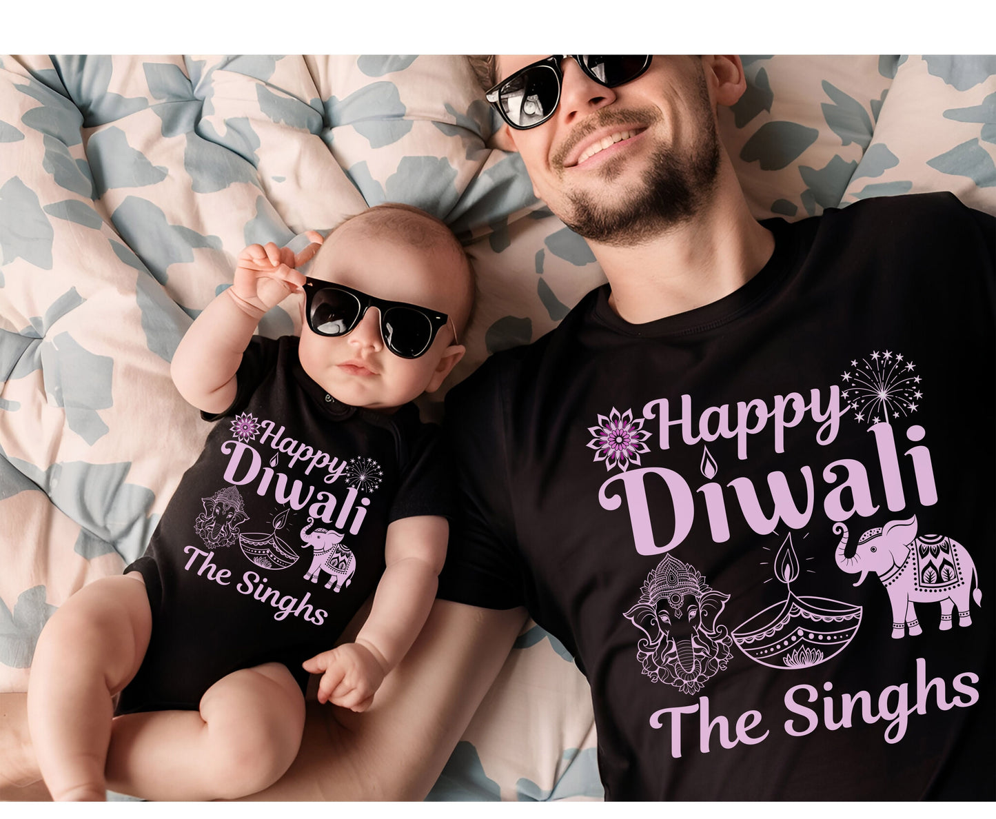 My First Diwali Bodysuit Family Matching Tee Sweatshirt options, Personalized Diwali Family Outfit