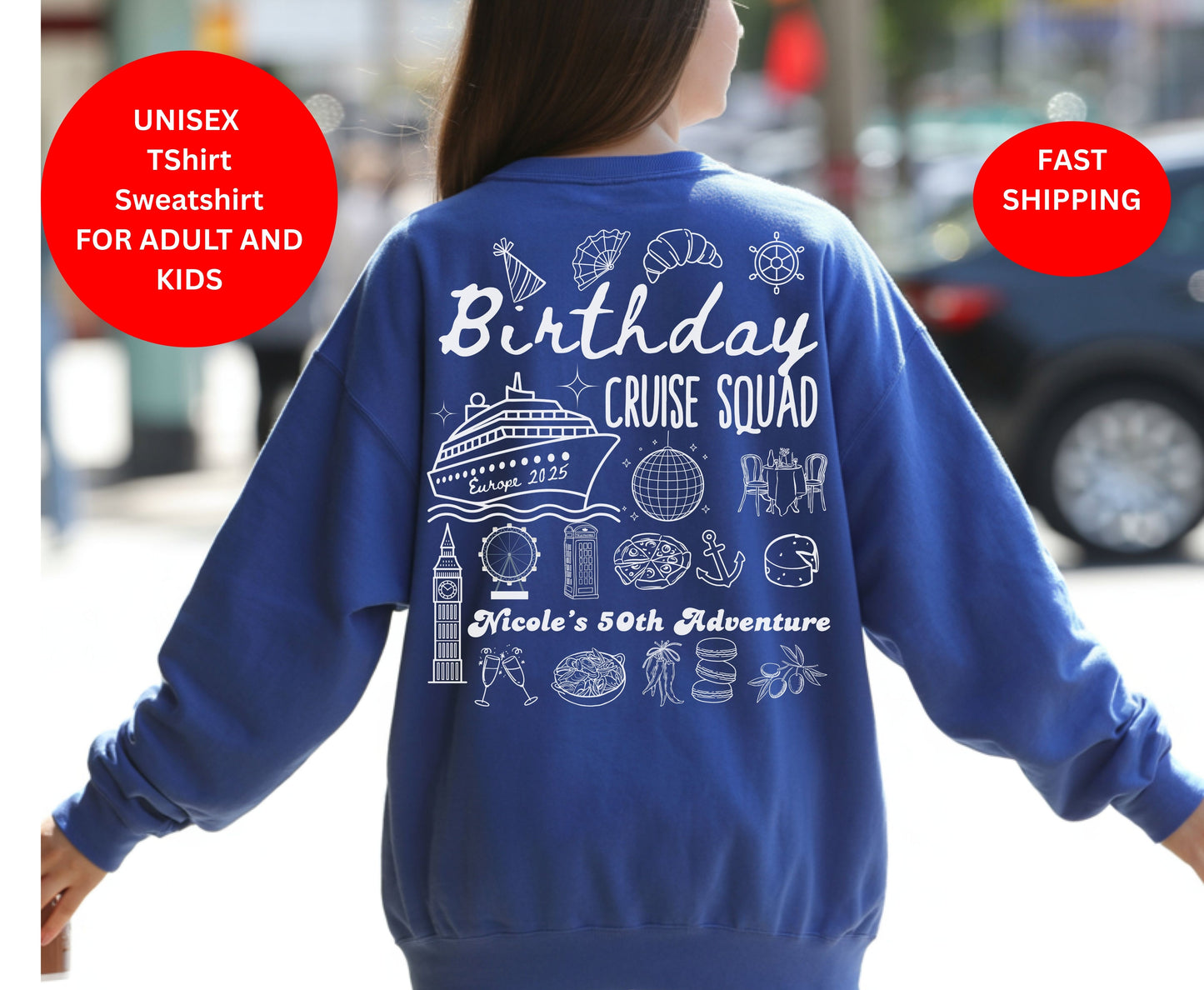 European Cruise Birthday Shirts for Men Women - Add Any AGE- 30th 40th 50th Cruise shirt