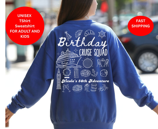 European Cruise Birthday Shirts for Men Women - Add Any AGE- 30th 40th 50th Cruise shirt