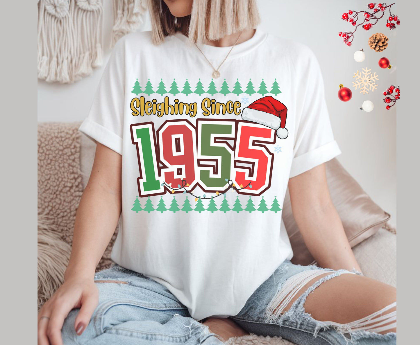 Retro 70th Christmas Birthday Shirts for Men Women - 1955 Christmas Tee Sweatshirt 70th gifts