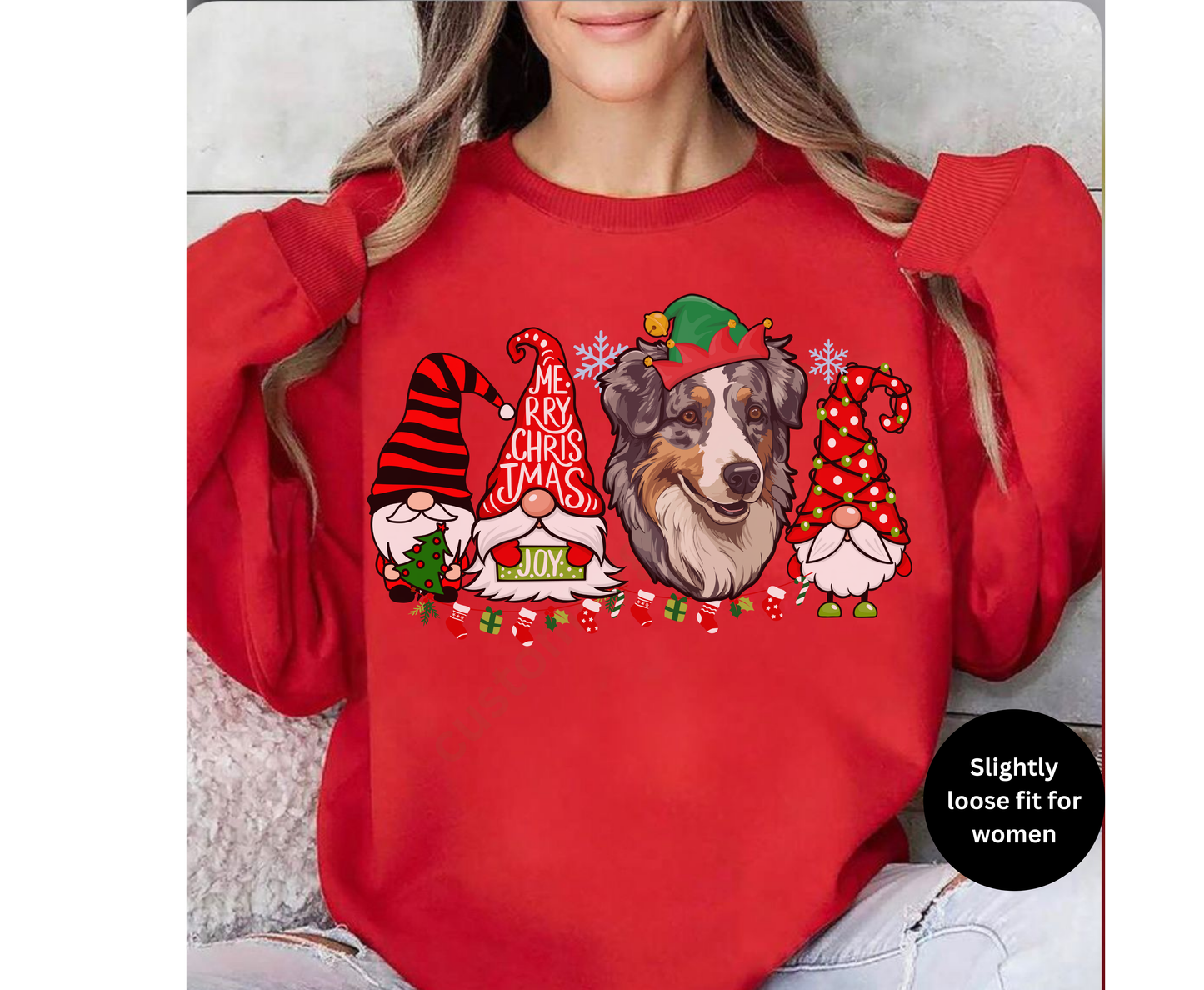 Australian Shepherd Winter Sweatshirt Christmas Elf Gnome Lover Shirt Cute Aussie Mom-Dad Hoodie Sweater gift for Dog owner dog lover tshirt