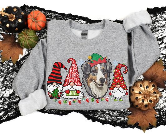 Australian Shepherd Winter Sweatshirt Christmas Elf Gnome Lover Shirt Cute Aussie Mom-Dad Hoodie Sweater gift for Dog owner dog lover tshirt