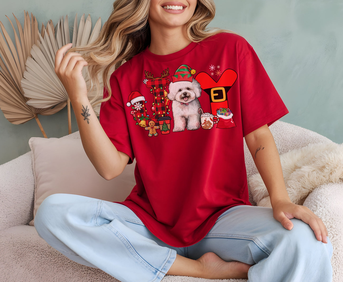 Bichon frise Dog Breed Christmas Tee Jumper - Bichon frise Joy Dog mom dad Xmas Unisex Shirts