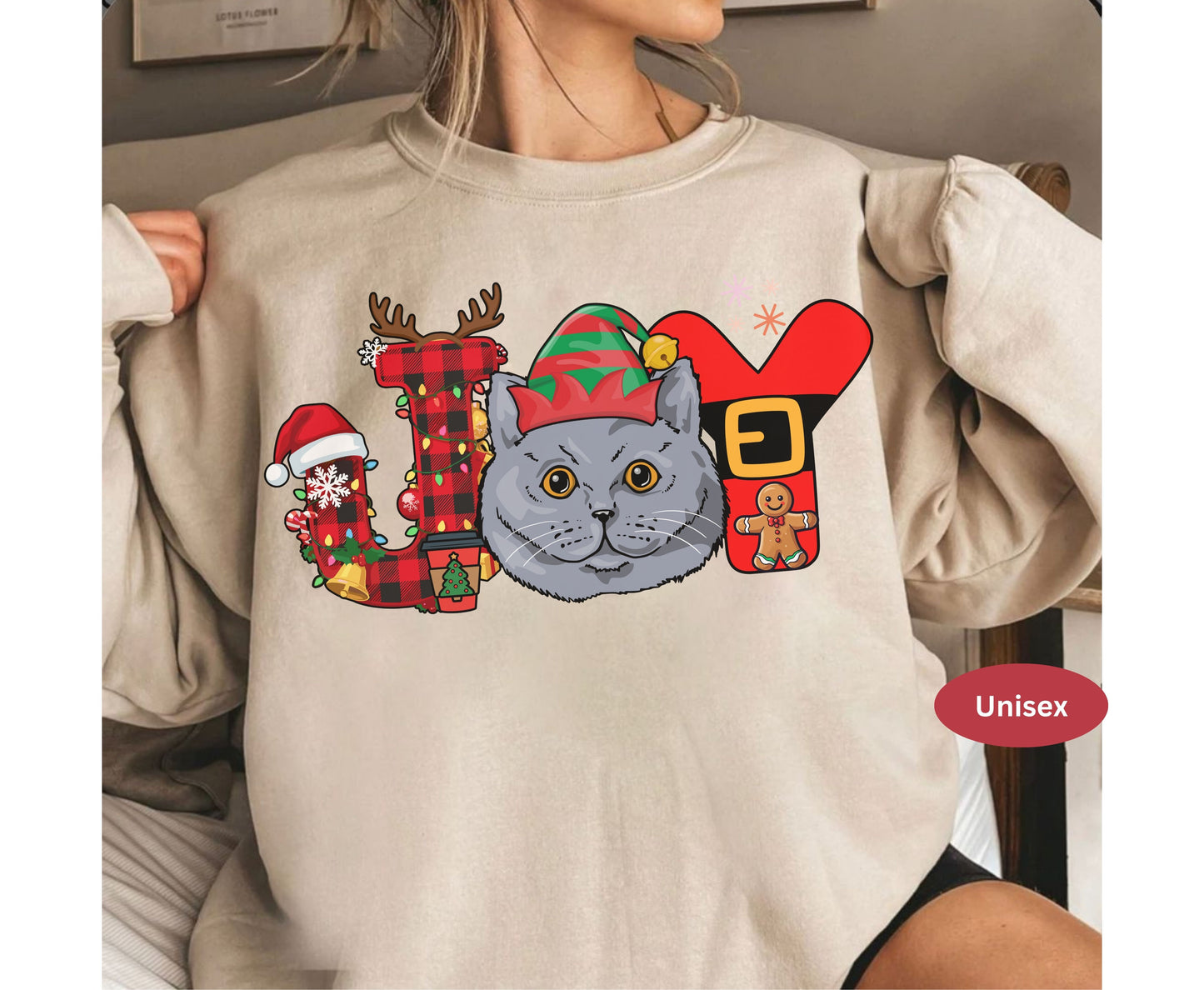 British Shorthair Cat Breed Christmas Tee Jumper - British Shorthair Cat mom dad Xmas Unisex Shirt