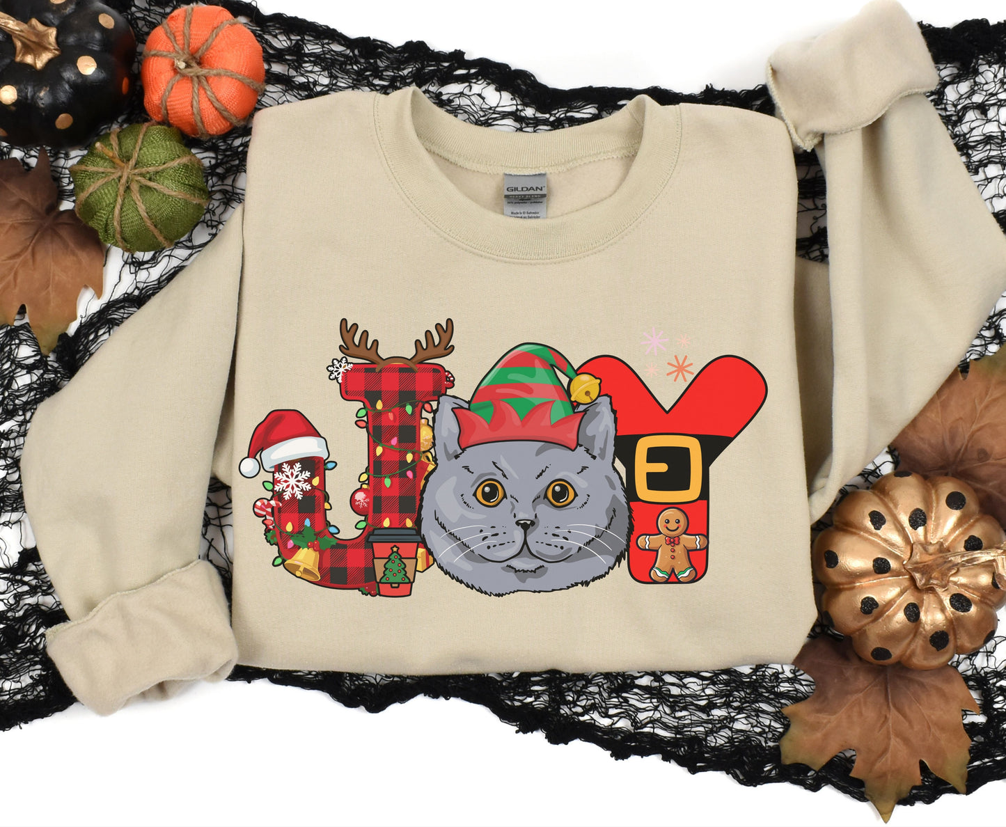 British Shorthair Cat Breed Christmas Tee Jumper - British Shorthair Cat mom dad Xmas Unisex Shirt