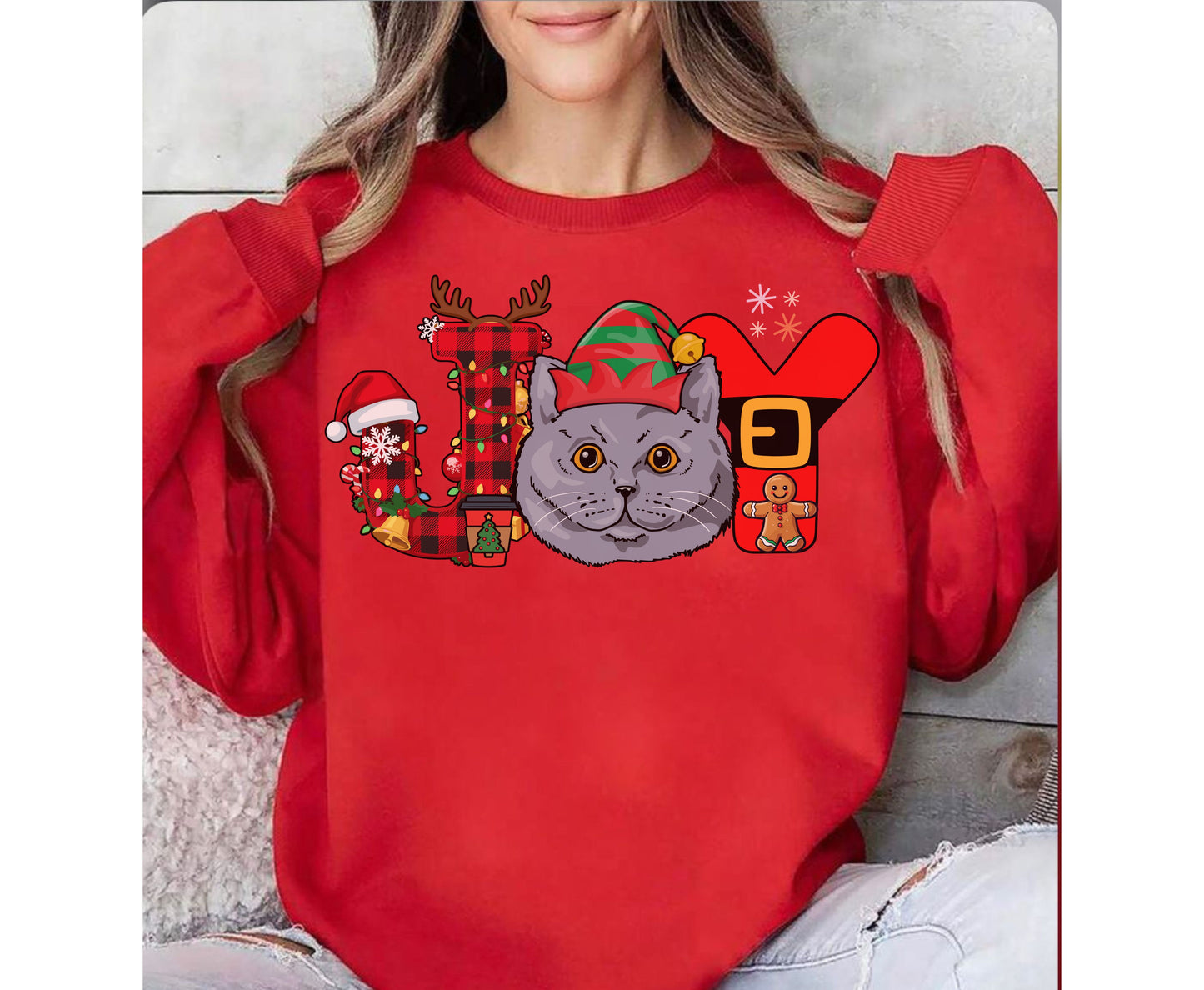 British Shorthair Cat Breed Christmas Tee Jumper - British Shorthair Cat mom dad Xmas Unisex Shirt