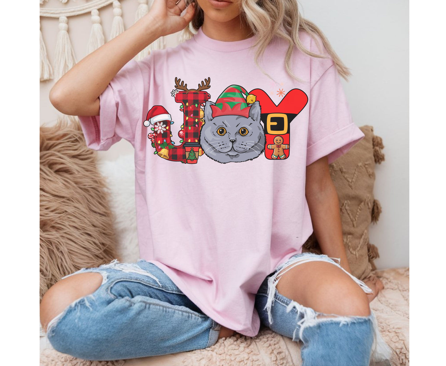 British Shorthair Cat Breed Christmas Tee Jumper - British Shorthair Cat mom dad Xmas Unisex Shirt