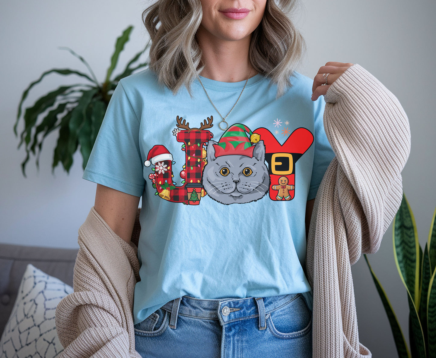 British Shorthair Cat Breed Christmas Tee Jumper - British Shorthair Cat mom dad Xmas Unisex Shirt