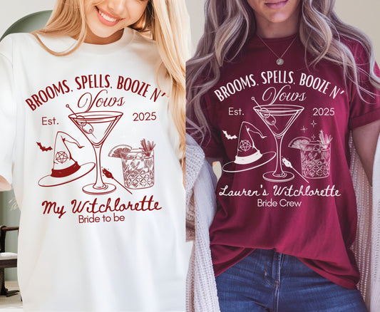 Custom Witchlorette Witchy Themed Halloween Hen Party Shirts
