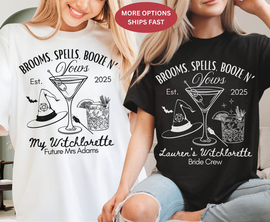 Custom Witchlorette Witchy Themed Halloween Hen Party Shirts
