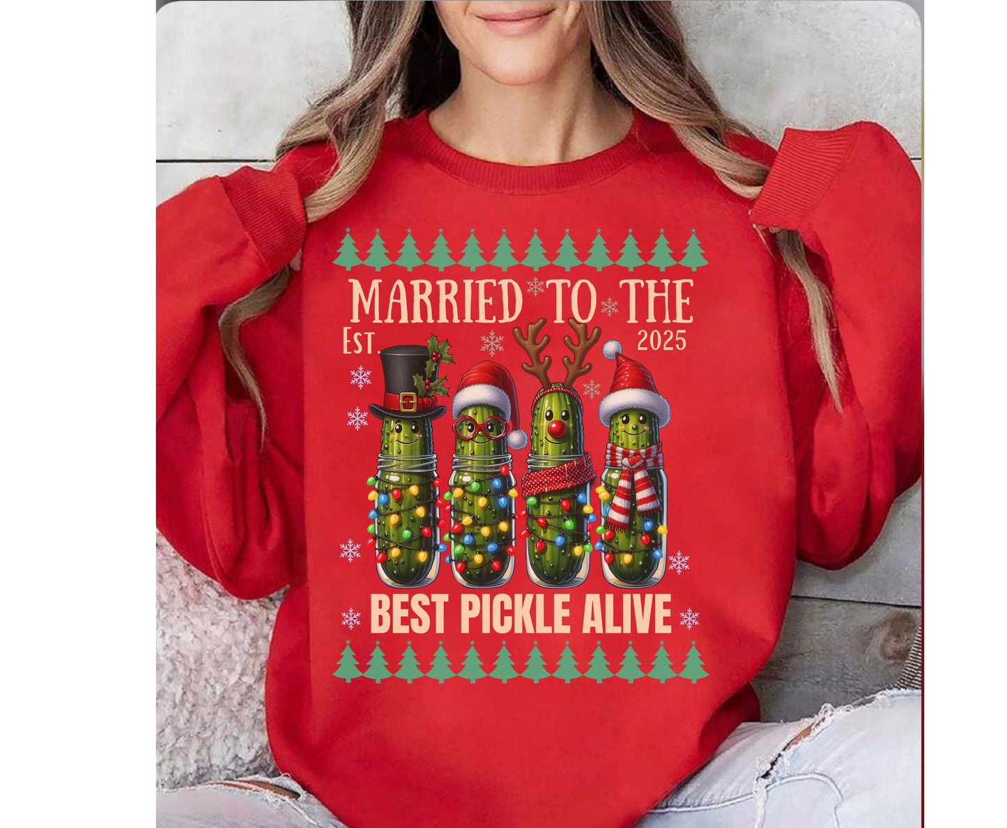 Funny Couple Matching Pickle Shirts - Unisex Couple Christmas Shirt for Men Women
