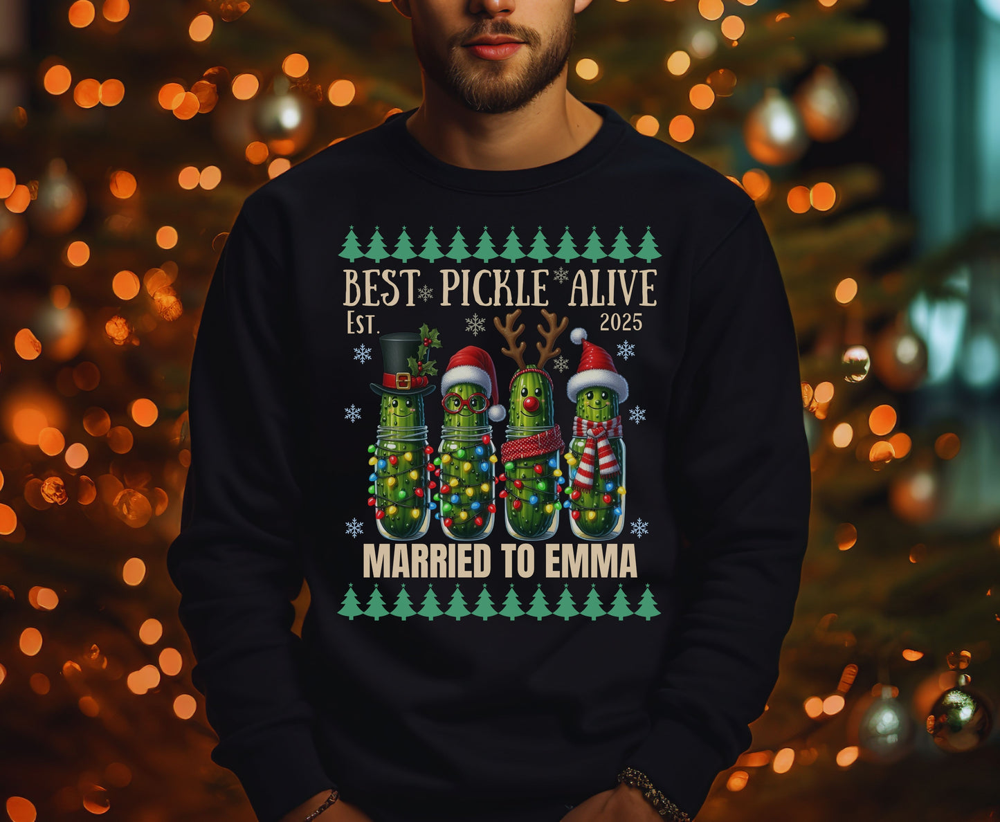 Funny Couple Matching Pickle Shirts - Unisex Couple Christmas Shirt for Men Women