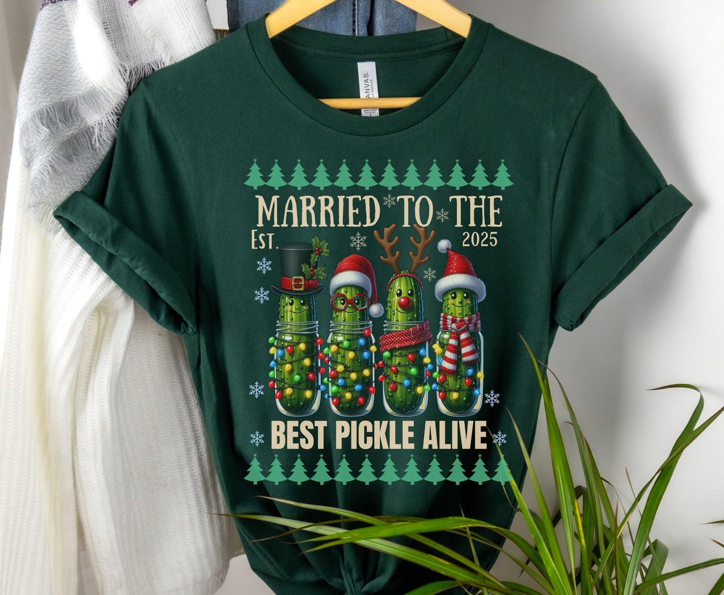 Funny Couple Matching Pickle Shirts - Unisex Couple Christmas Shirt for Men Women