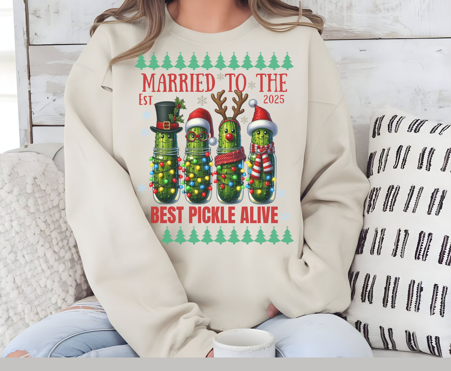 Funny Couple Matching Pickle Shirts - Unisex Couple Christmas Shirt for Men Women