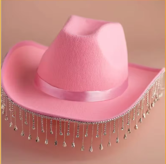 Diamond Fringe Bride Cowgirl Hat Summer Vintage Cowboy Hat Rhinestone Fringe Cowgirl Gift for Women Girl Western Hat