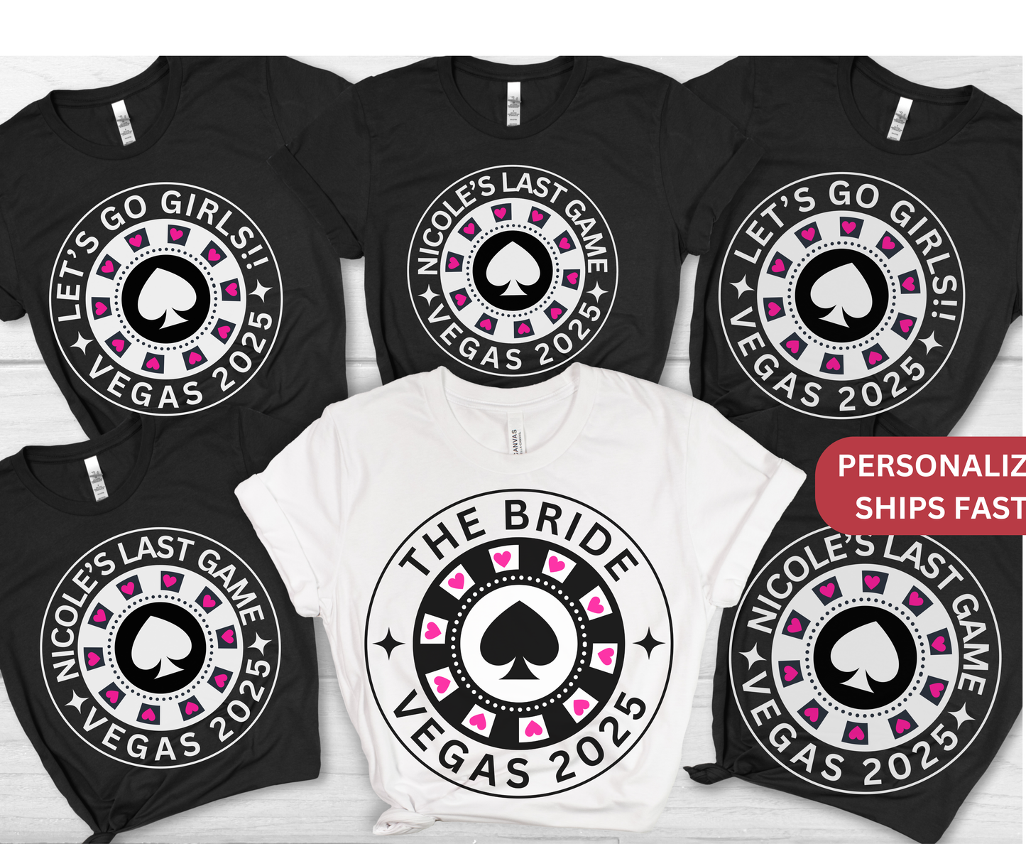 Custom Casino Themed Bachelorette Hen Party Shirts Vegas Party