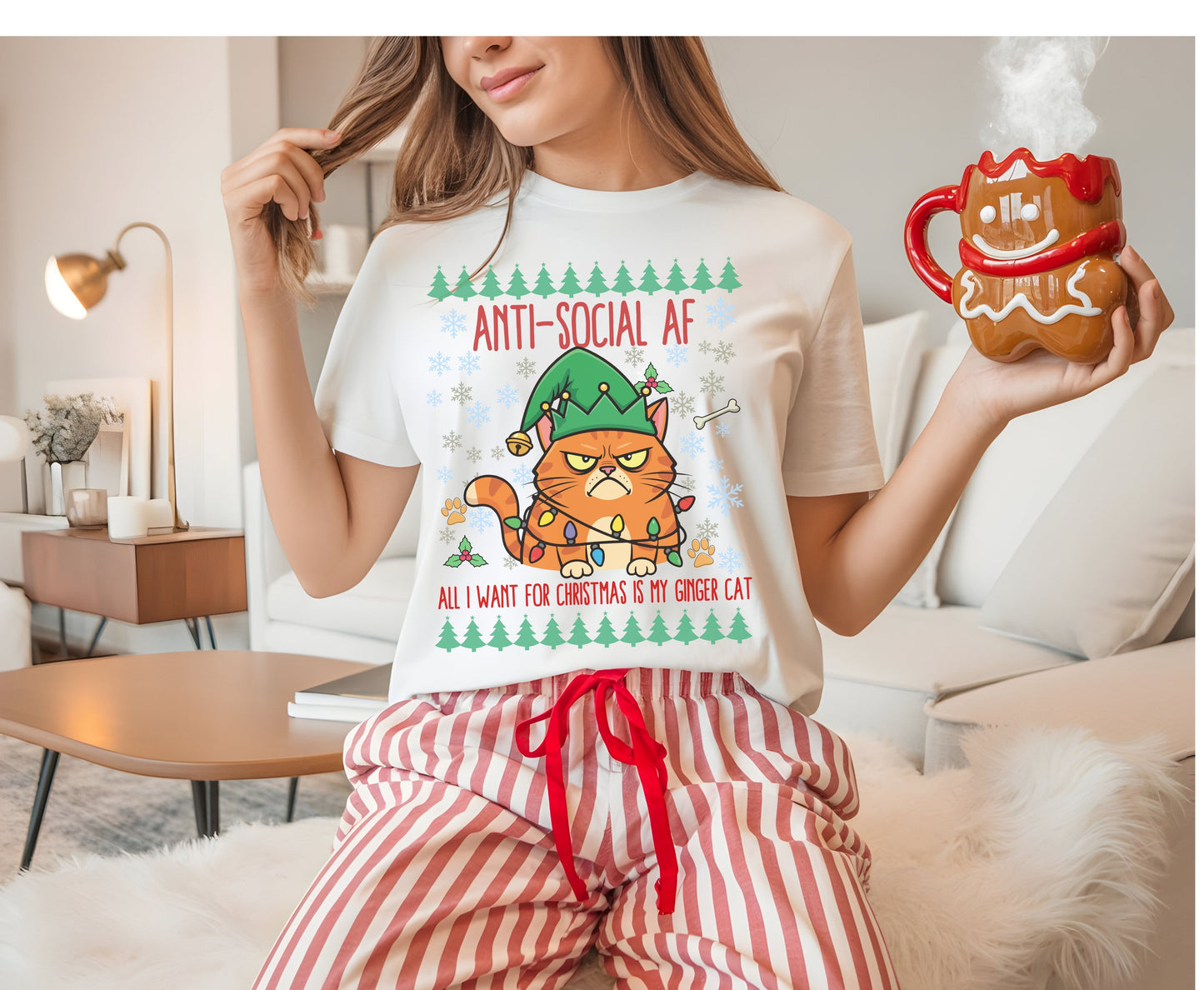 Funny Ginger Tabby Cat Breed Christmas Tee Jumper - Orange Cat mom dad Xmas Unisex Shirt