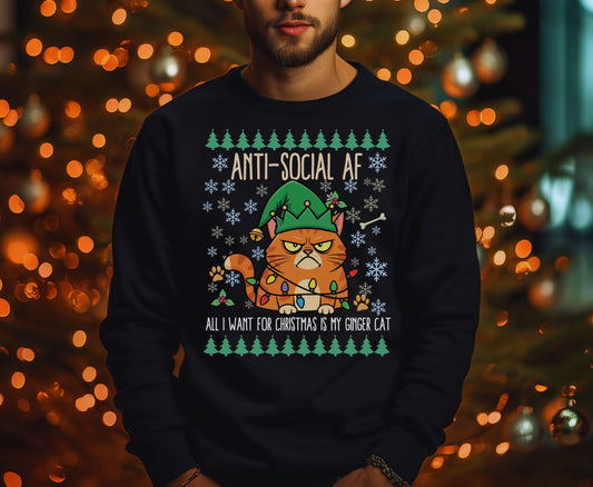 Funny Ginger Tabby Cat Breed Christmas Tee Jumper - Orange Cat mom dad Xmas Unisex Shirt