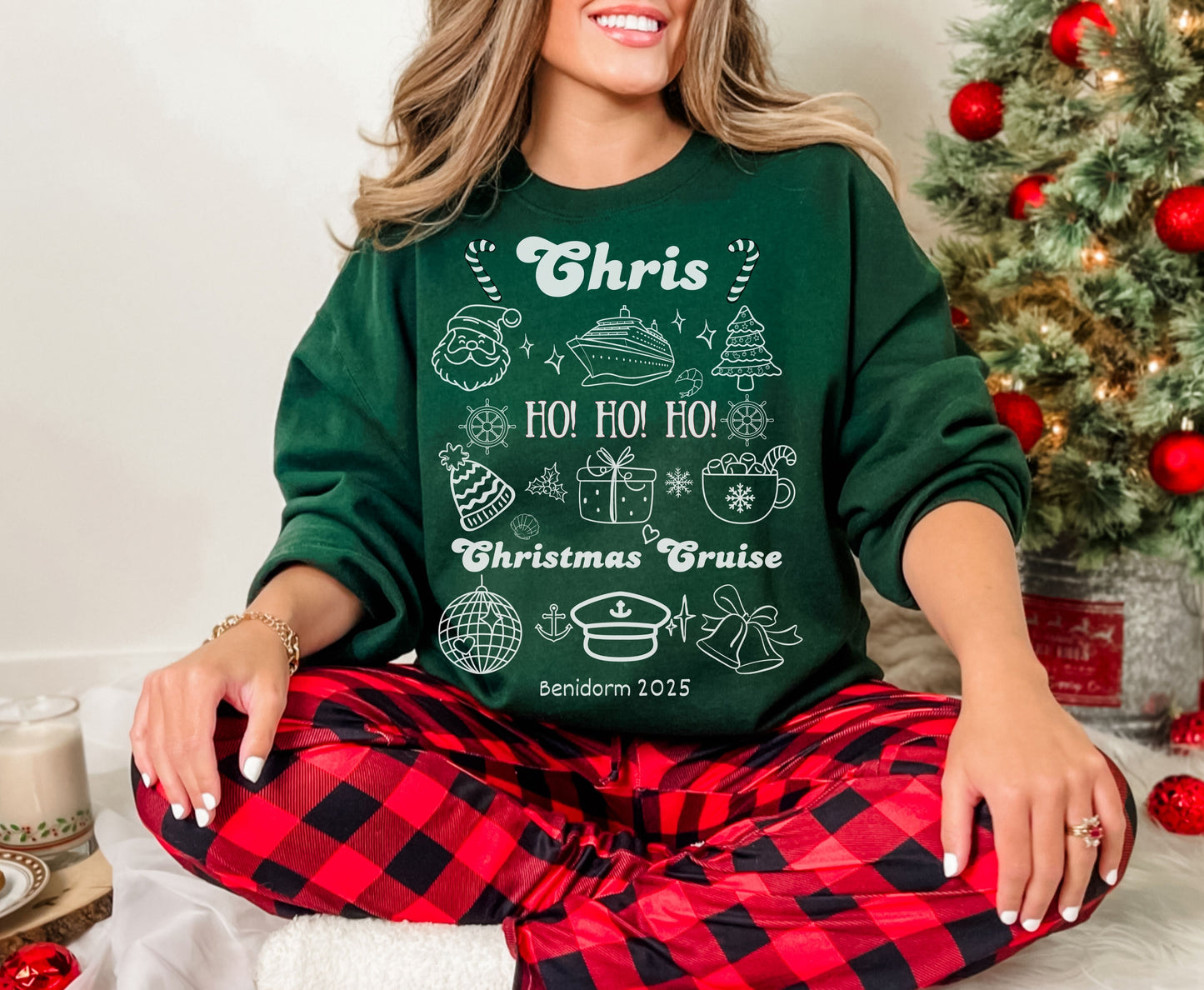 Personalized Christmas Cruise Family T-Shirts Sweatshirt - Trendy Christmas Cruising Shirt - Up to 5XL - for Mom Dad Baby
