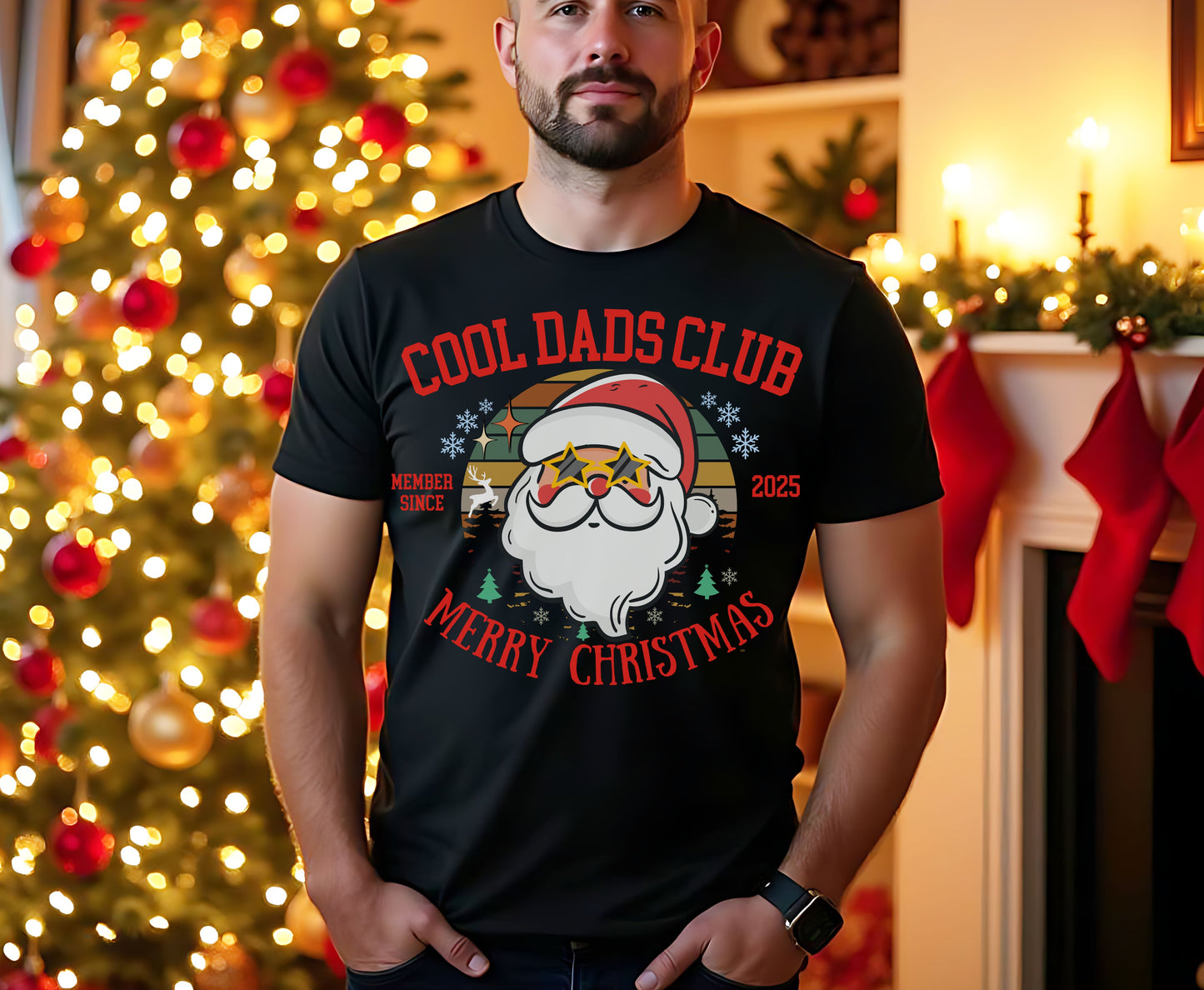 Cool Dads Club Retro Christmas Tee Jumper - Personalized Gifts for Dads