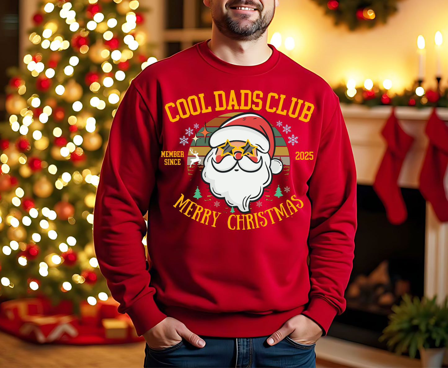 Cool Dads Club Retro Christmas Tee Jumper - Personalized Gifts for Dads