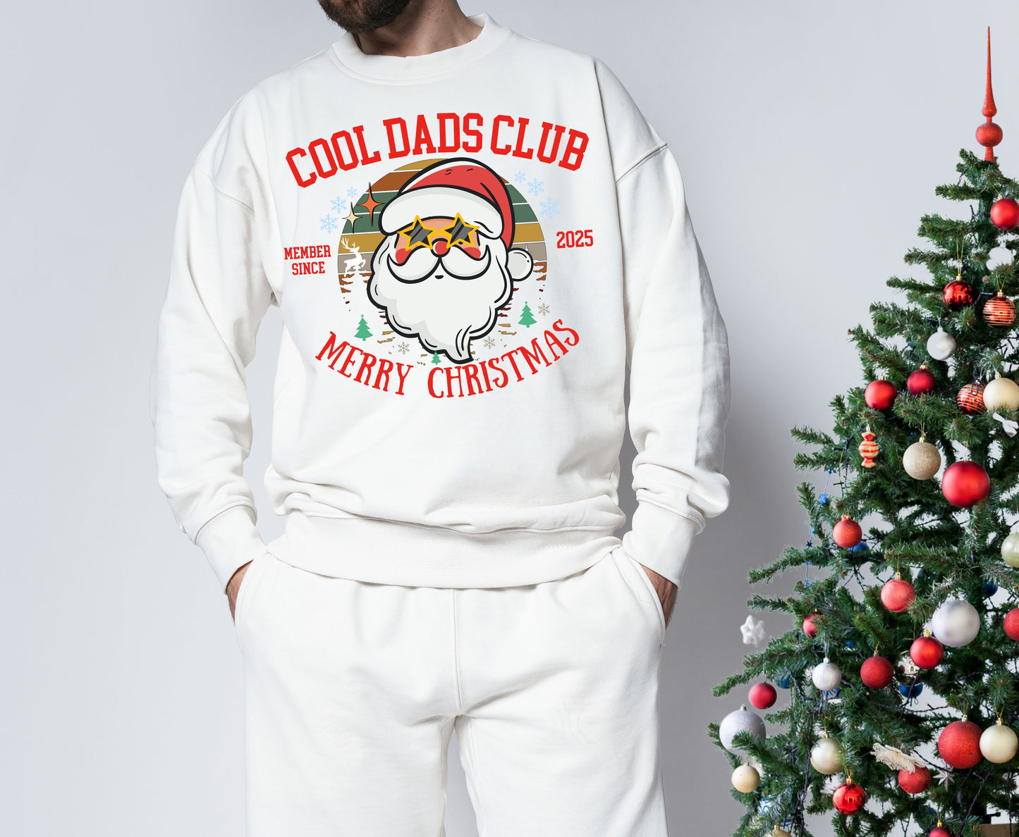 Cool Dads Club Retro Christmas Tee Jumper - Personalized Gifts for Dads