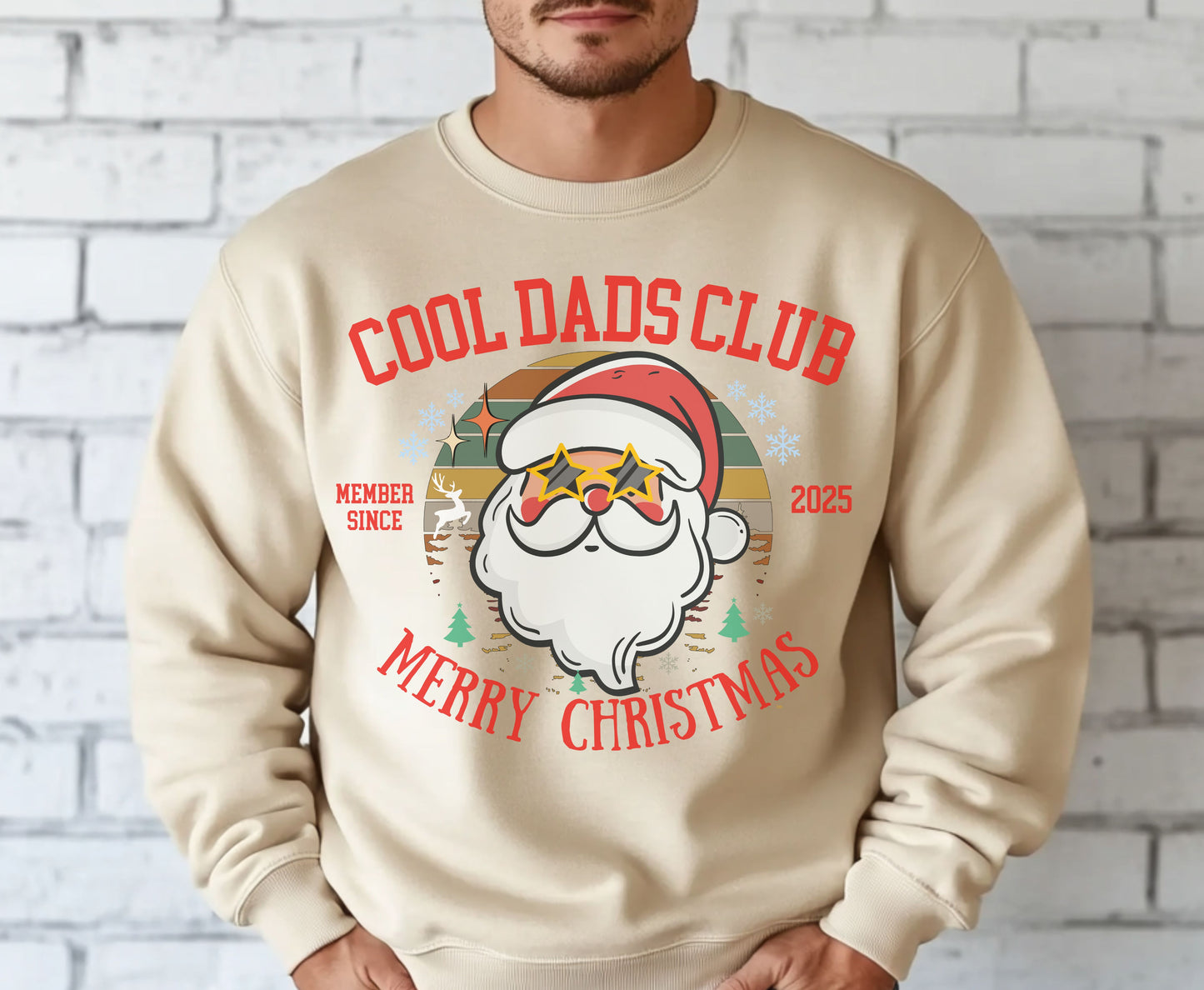 Cool Dads Club Retro Christmas Tee Jumper - Personalized Gifts for Dads