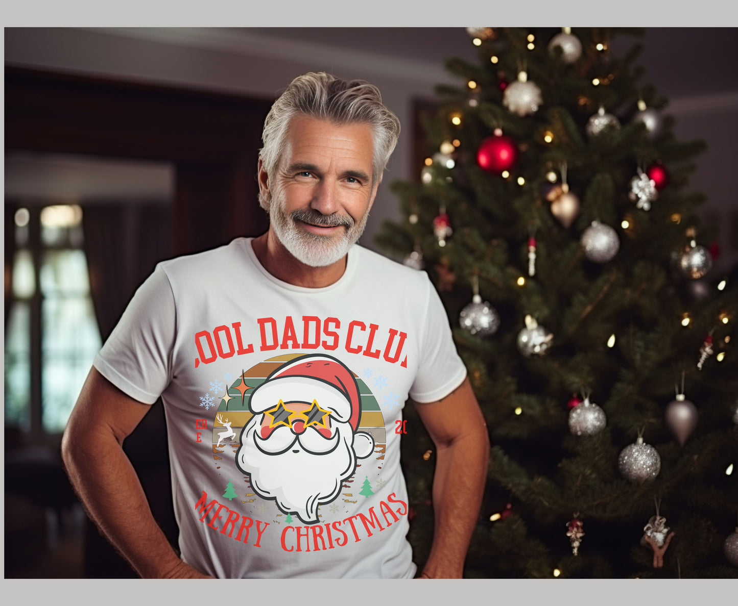 Cool Dads Club Retro Christmas Tee Jumper - Personalized Gifts for Dads