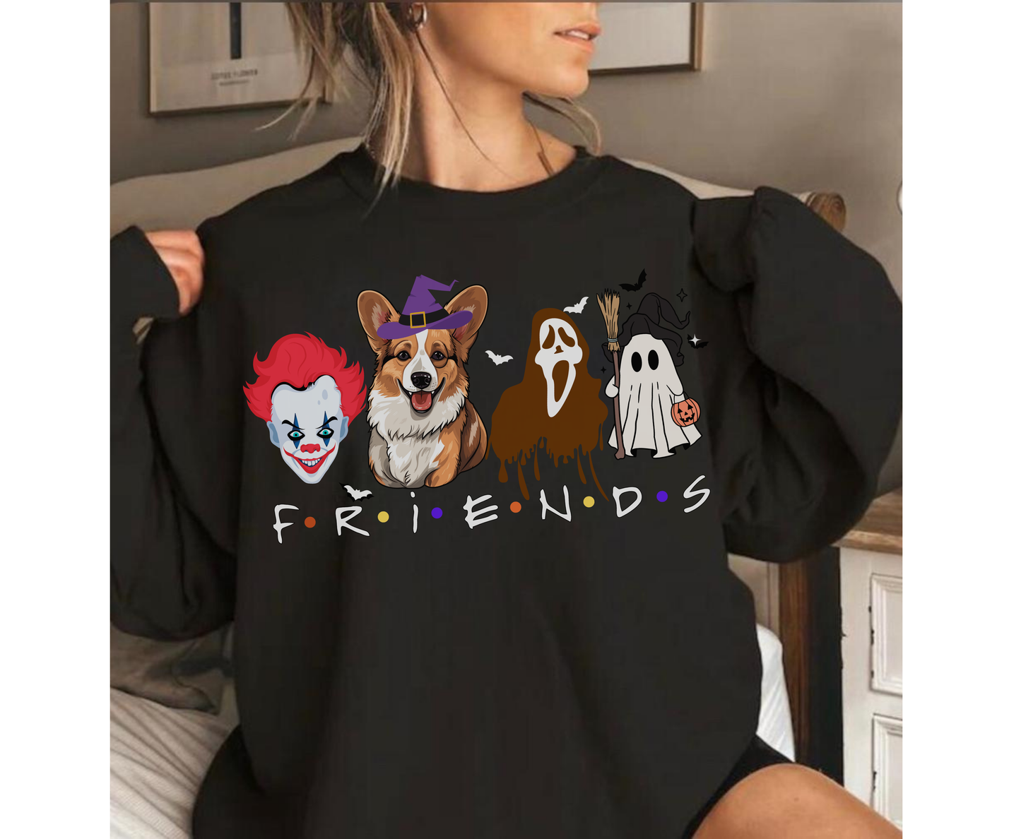 Spooky Corgi Halloween Friends Dog Shirt