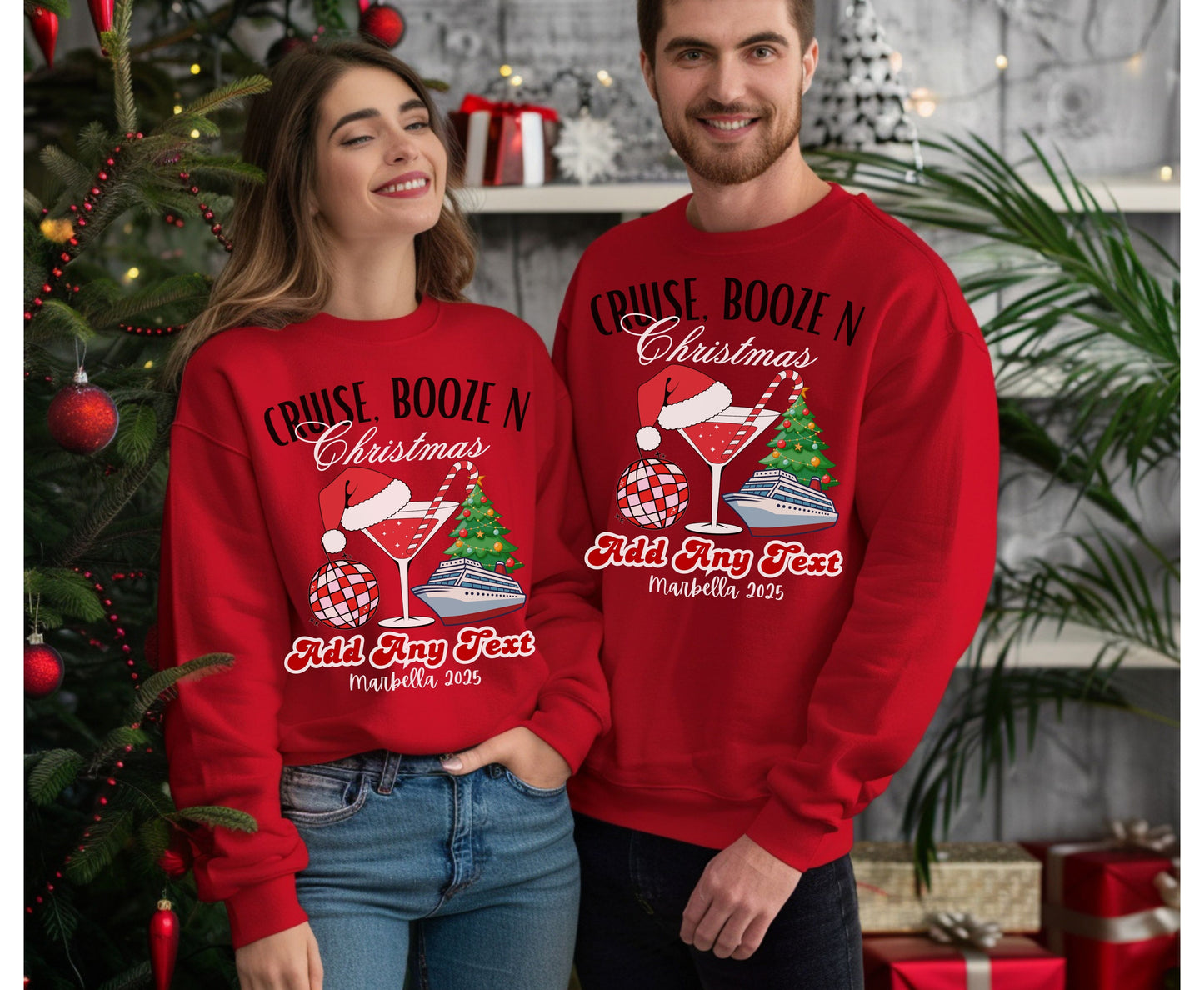 Personalized Christmas Cruise Family T-Shirts Sweatshirt - Trendy Christmas Cruising Shirt - Up to 5XL - for Mom Dad Baby