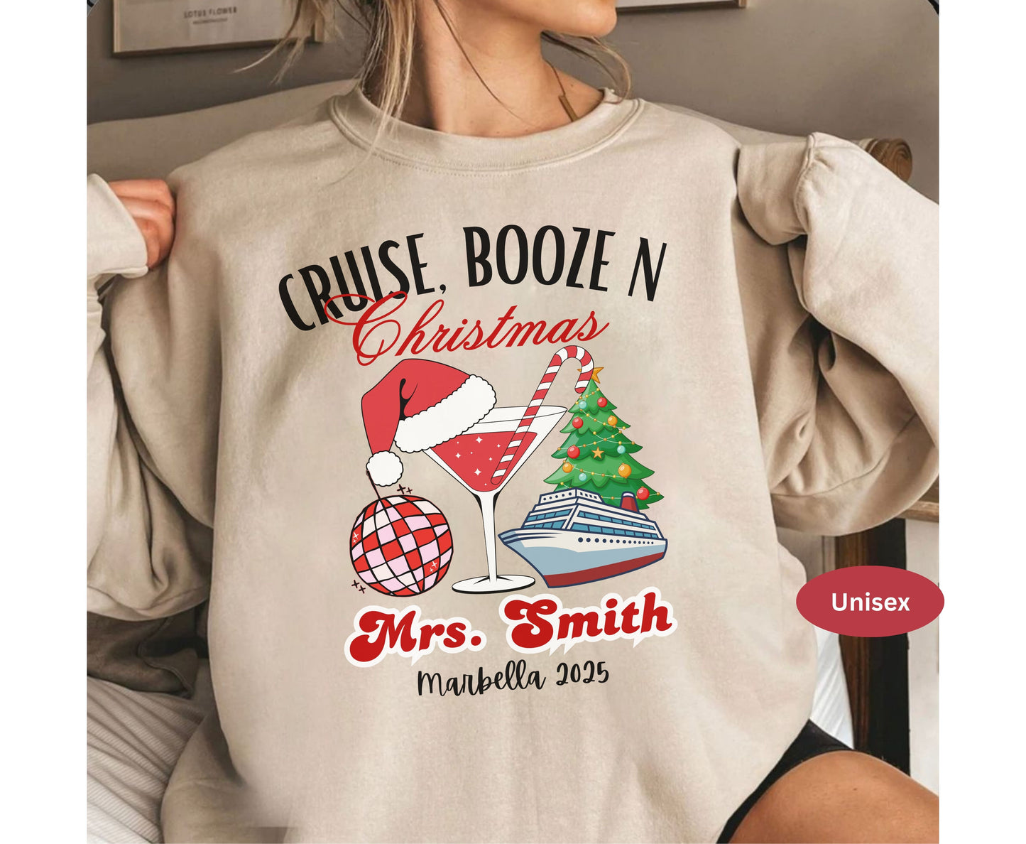 Personalized Christmas Cruise Family T-Shirts Sweatshirt - Trendy Christmas Cruising Shirt - Up to 5XL - for Mom Dad Baby