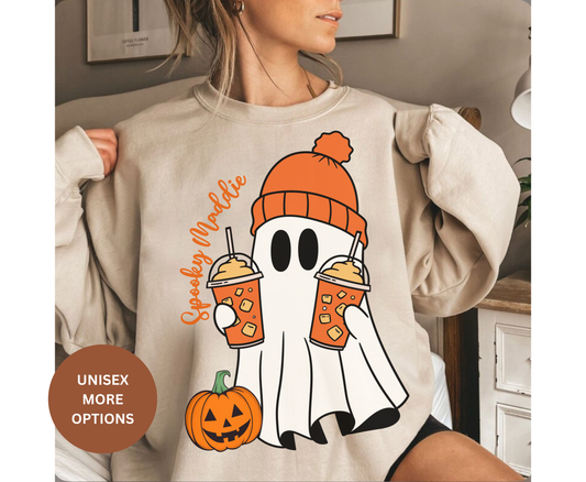 Custom Pumpkin Ghoul Halloween Sweatshirt T Shirt for Men Women Add Name Trendy Retro Fall Hoodie Ghost Coffee Latte Tee Shirts gift for her