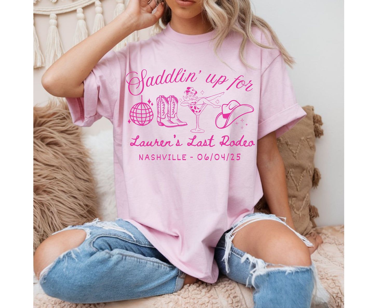 Custom Last Rodeo Unisex Bachelorette Hen party Sweatshirt Tshirt