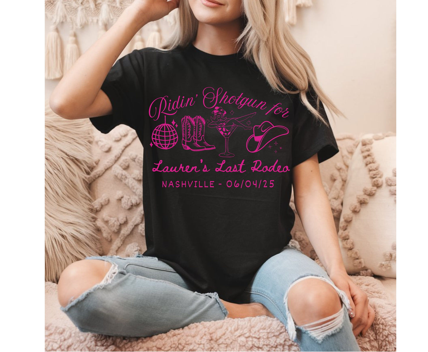 Custom Last Rodeo Unisex Bachelorette Hen party Sweatshirt Tshirt
