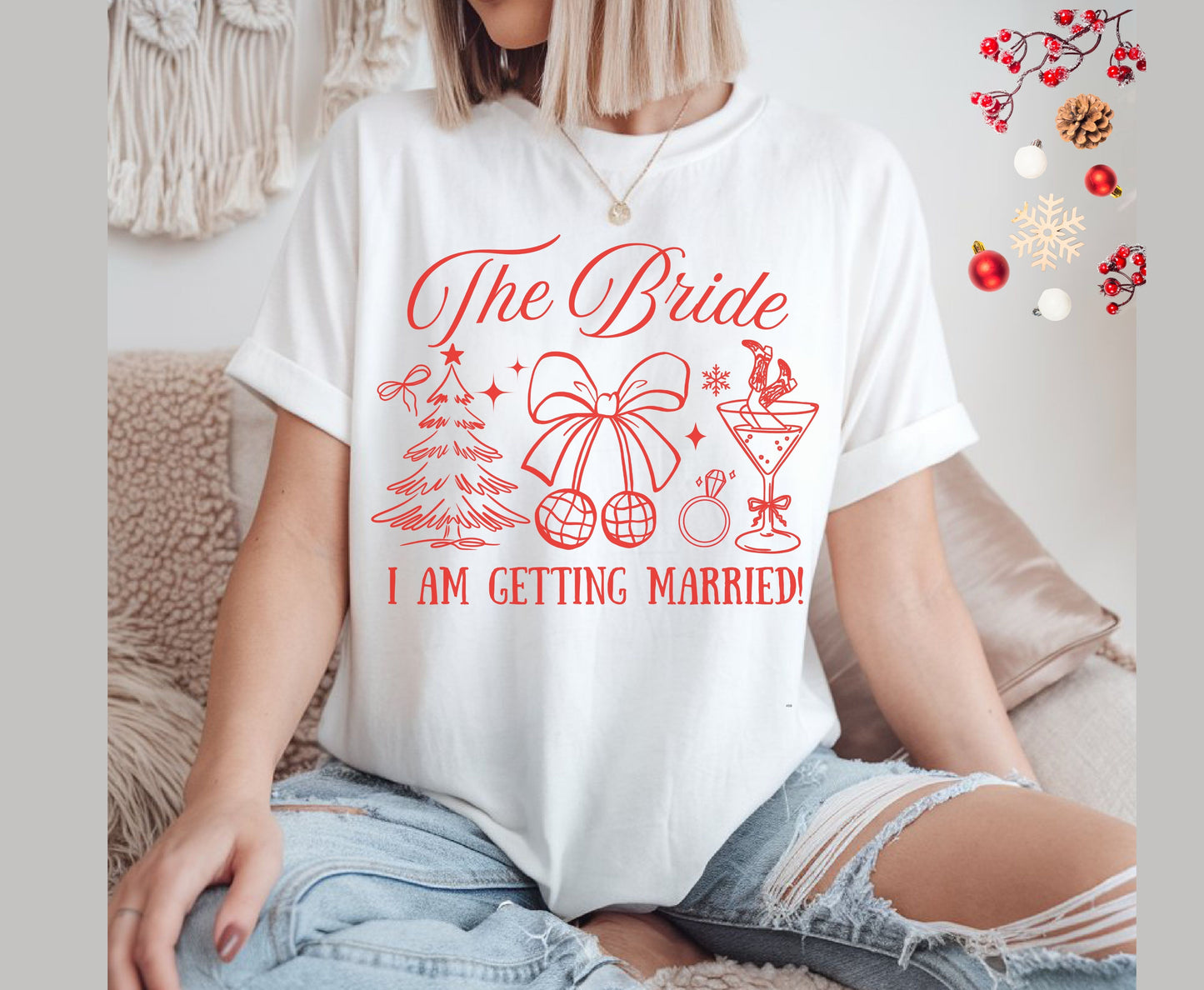 Trendy Christmas Bachelorette Party Shirts - Custom Christmas Hen do Unisex Tees Sweatshirt Gifts for Team Bride Bridesmaids