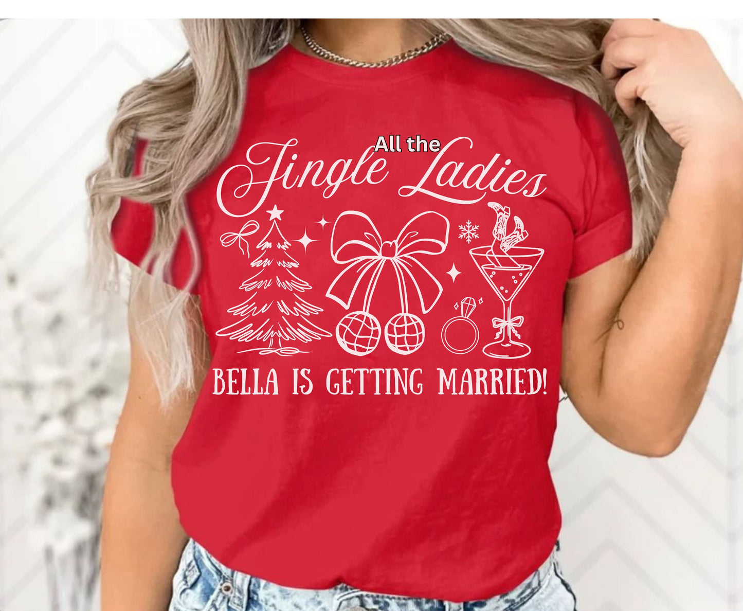 Trendy Christmas Bachelorette Party Shirts - Custom Christmas Hen do Unisex Tees Sweatshirt Gifts for Team Bride Bridesmaids