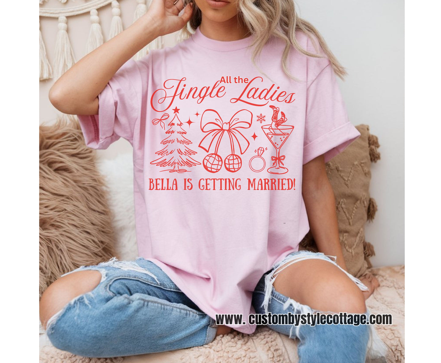 Trendy Christmas Bachelorette Party Shirts - Custom Christmas Hen do Unisex Tees Sweatshirt Gifts for Team Bride Bridesmaids