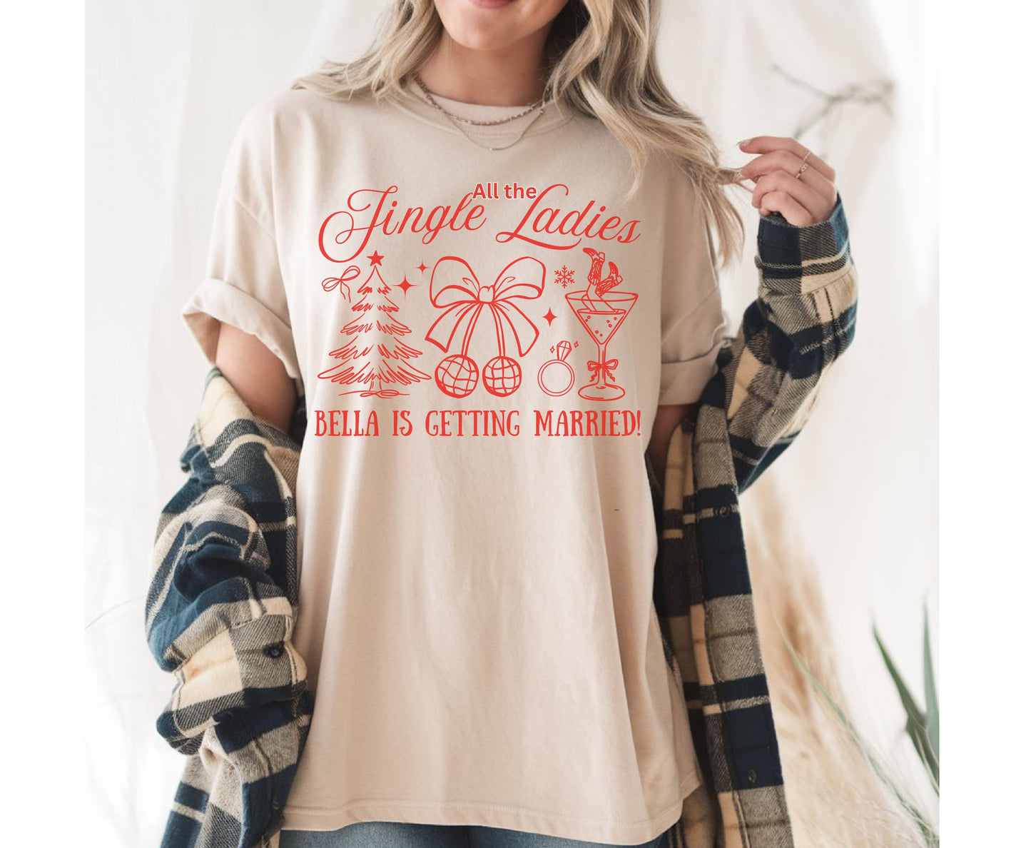 Trendy Christmas Bachelorette Party Shirts - Custom Christmas Hen do Unisex Tees Sweatshirt Gifts for Team Bride Bridesmaids