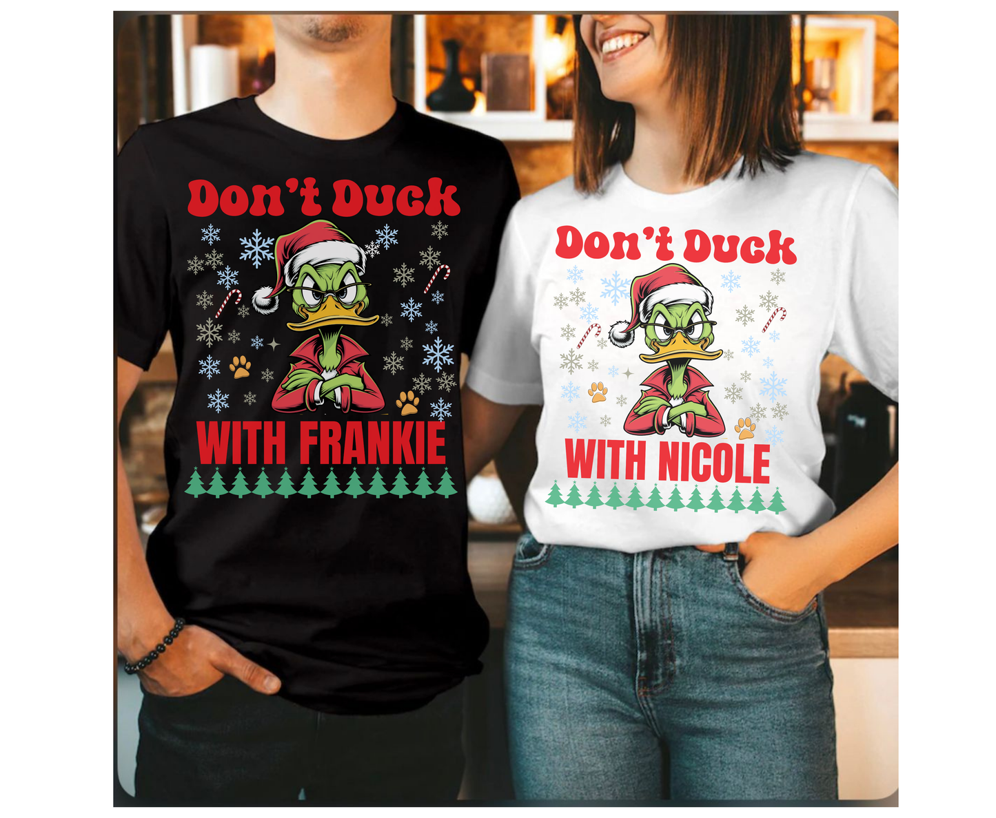 Custom Grumpy Duck Winter Christmas Shirt Holiday Tee Personalized Ugly Xmas Jumper Hoodie