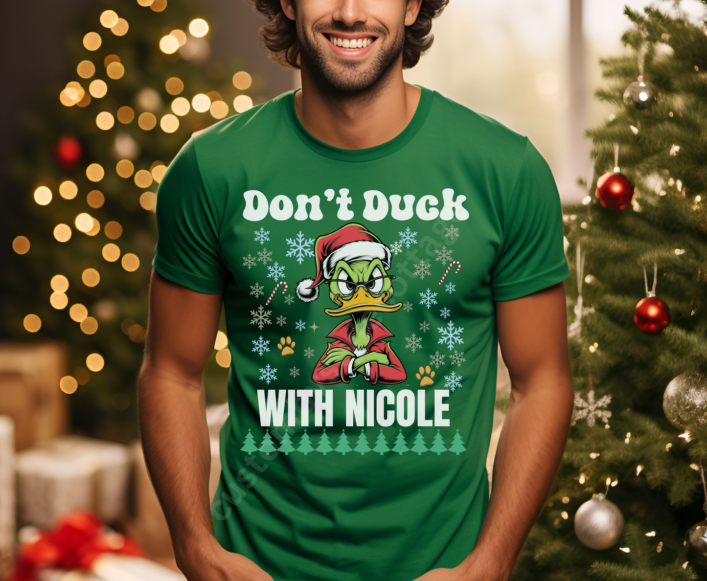 Custom Grumpy Duck Winter Christmas Shirt Holiday Tee Personalized Ugly Xmas Jumper Hoodie