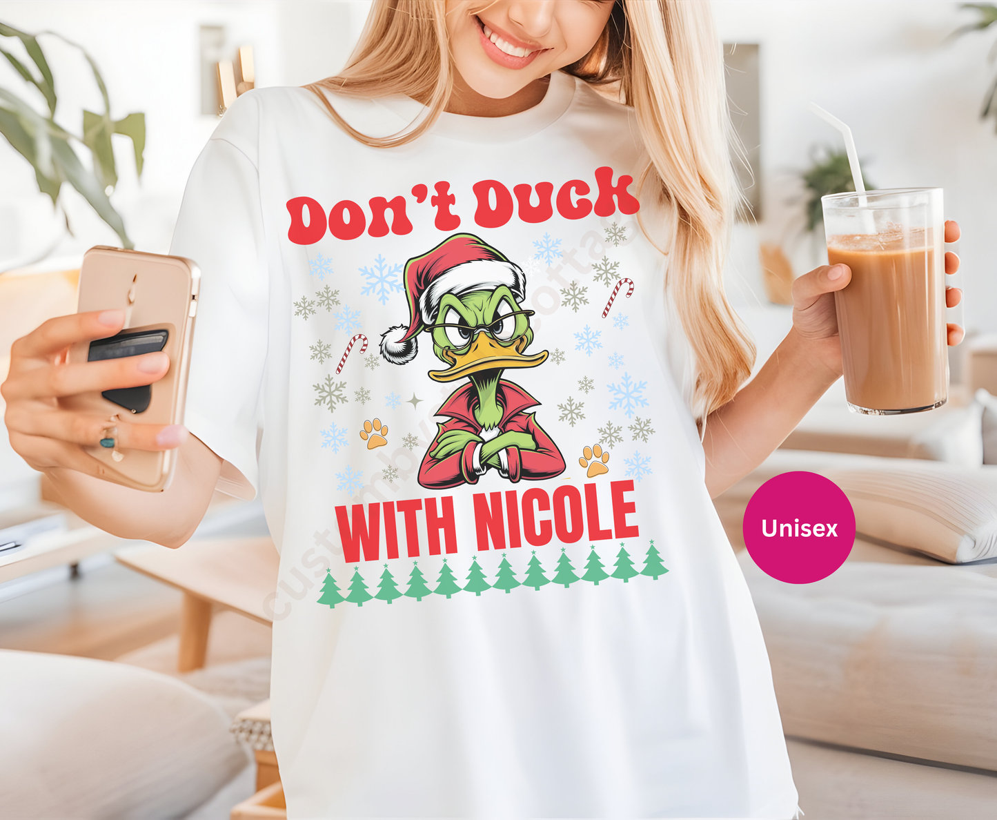 Custom Grumpy Duck Winter Christmas Shirt Holiday Tee Personalized Ugly Xmas Jumper Hoodie