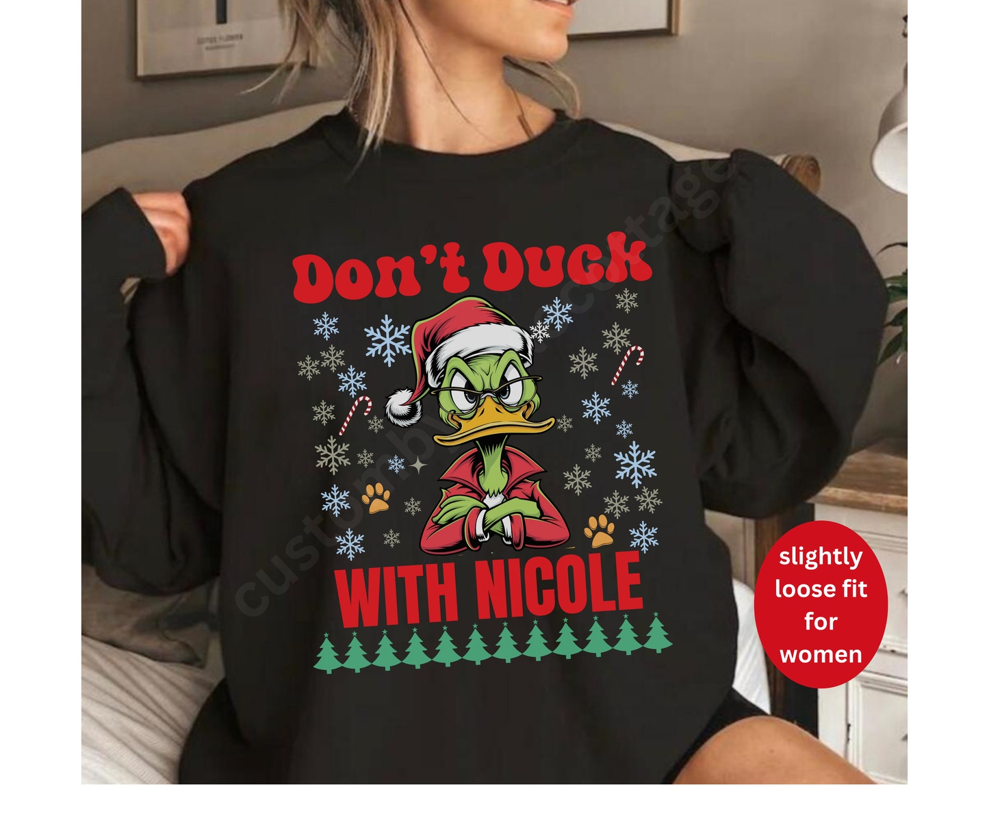 Custom Grumpy Duck Winter Christmas Shirt Holiday Tee Personalized Ugly Xmas Jumper Hoodie