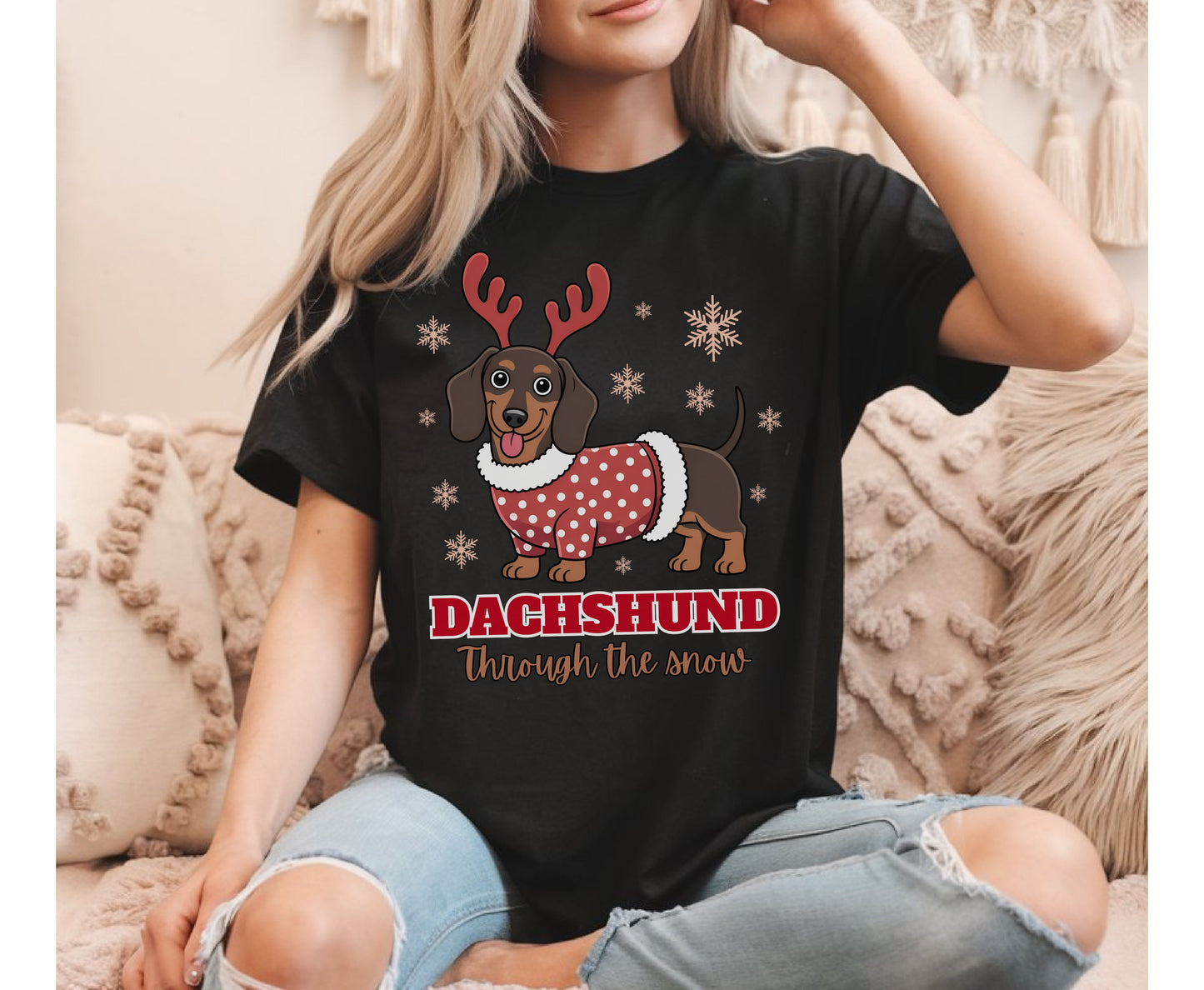 Dachshund Dog Breed Christmas Tee Jumper - Dachshund Dog mom dad Xmas Unisex Shirt