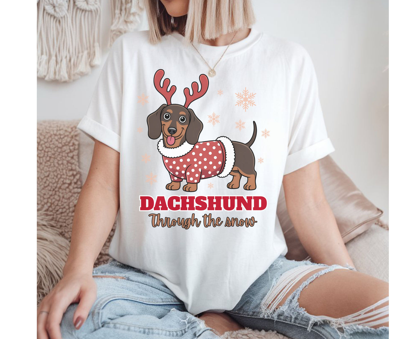 Dachshund Dog Breed Christmas Tee Jumper - Dachshund Dog mom dad Xmas Unisex Shirt
