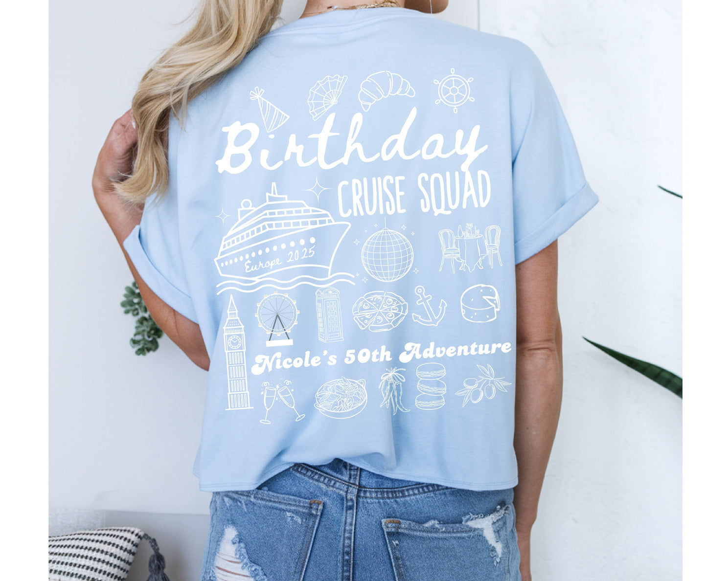 European Cruise Birthday Shirts for Men Women - Add Any AGE- 30th 40th 50th Cruise shirt