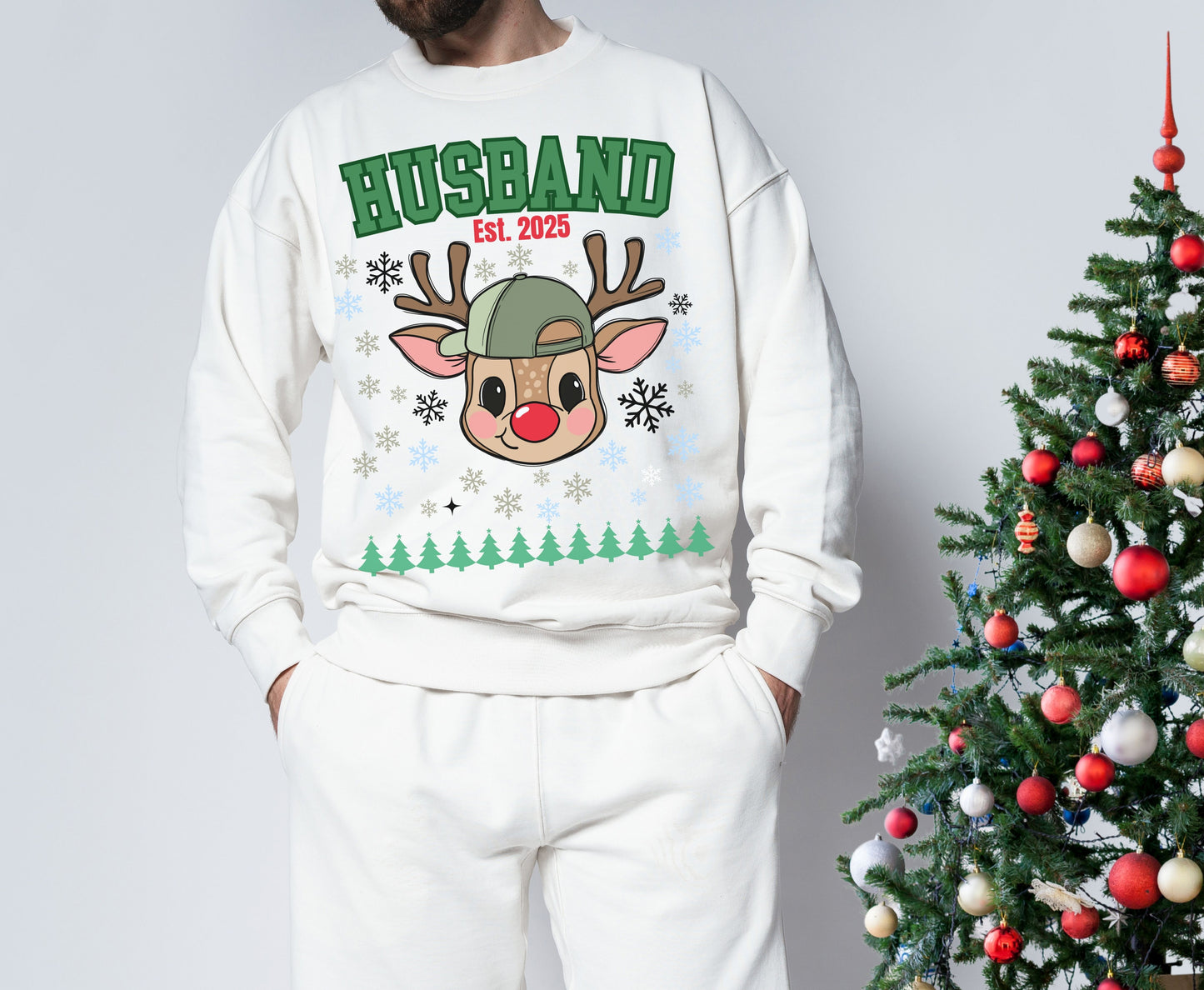 Personalized Christmas Reindeer  Family T-Shirts Sweatshirt - Trendy Christmas Disney Shirt - Up to 5XL - for Mom Dad Baby