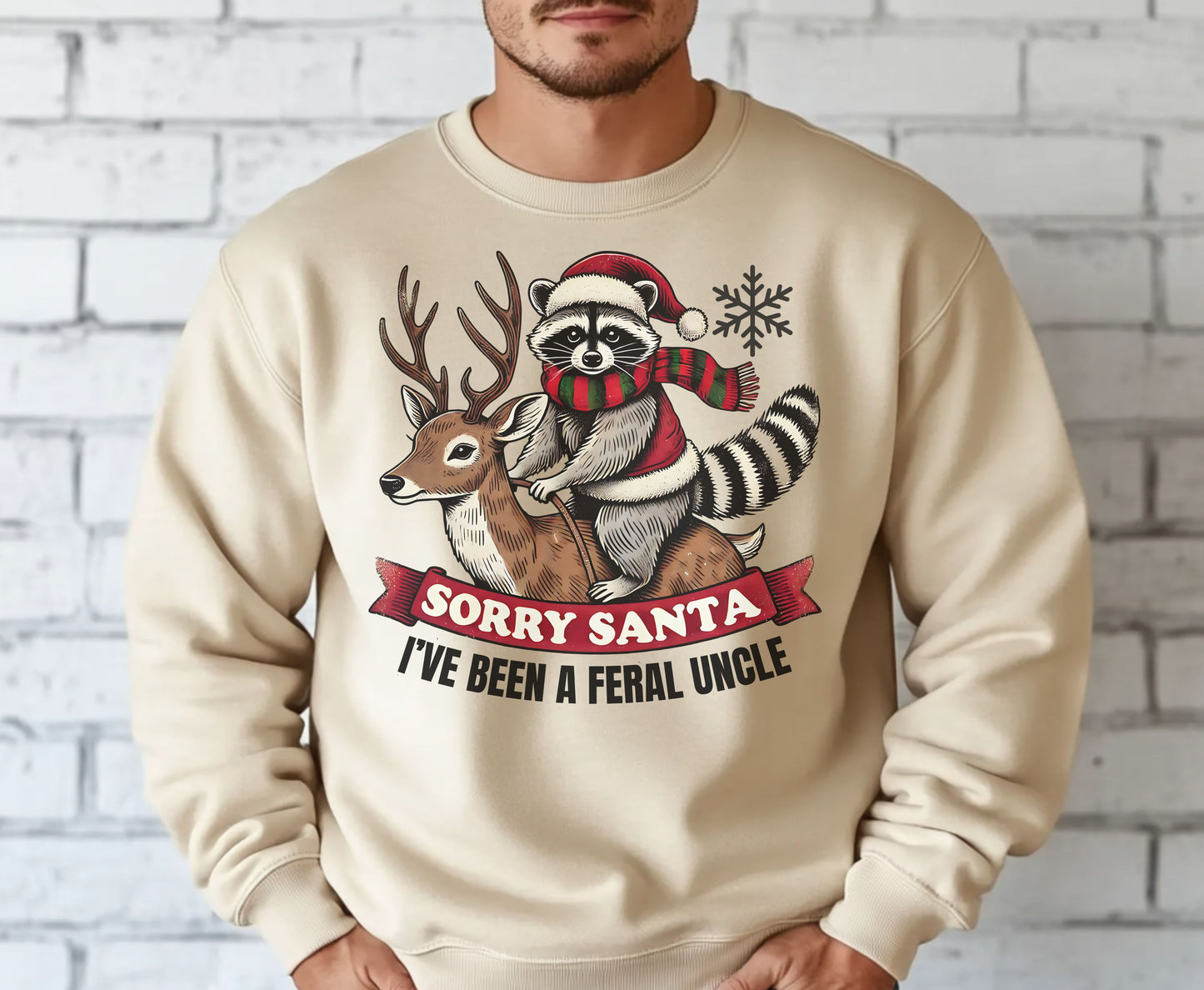 Feral Uncle Christmas Tee Sweatshirt - Raccoon themed Funny Uncle shirt